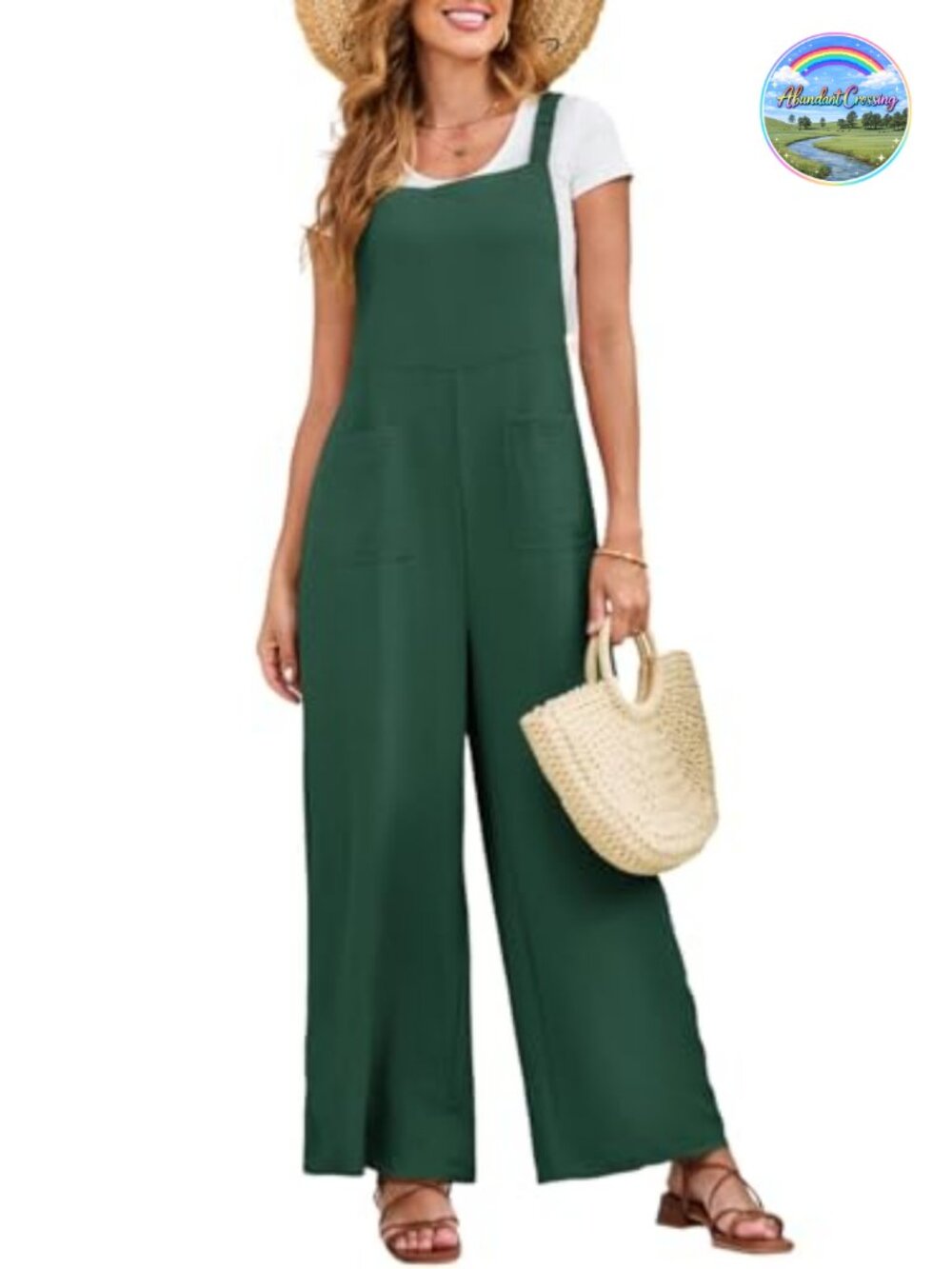 Dokotoo Women's Sleeveless Wide Leg Jumpsuit with Front Pockets, Loose Fit